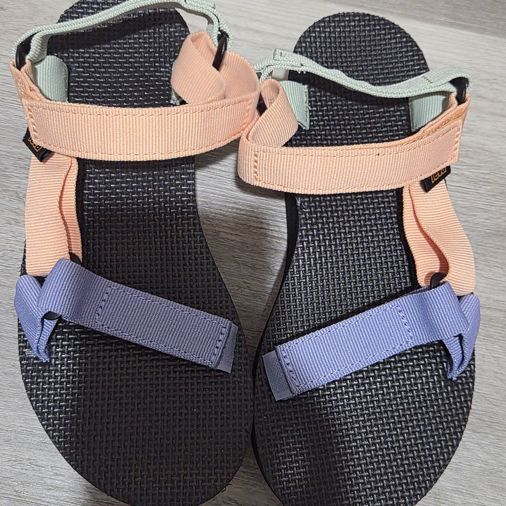 Teva Peach and Black Sandals